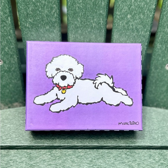 Marc Tetro White Dog Purple Zip Wallet Wristlet NWT - Picture 6 of 7